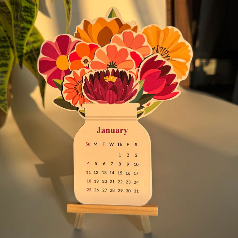 2026 Floral Desk Calendar