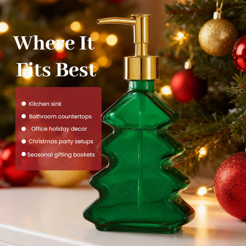 🎄 Christmas Tree Glass Soap Dispenser